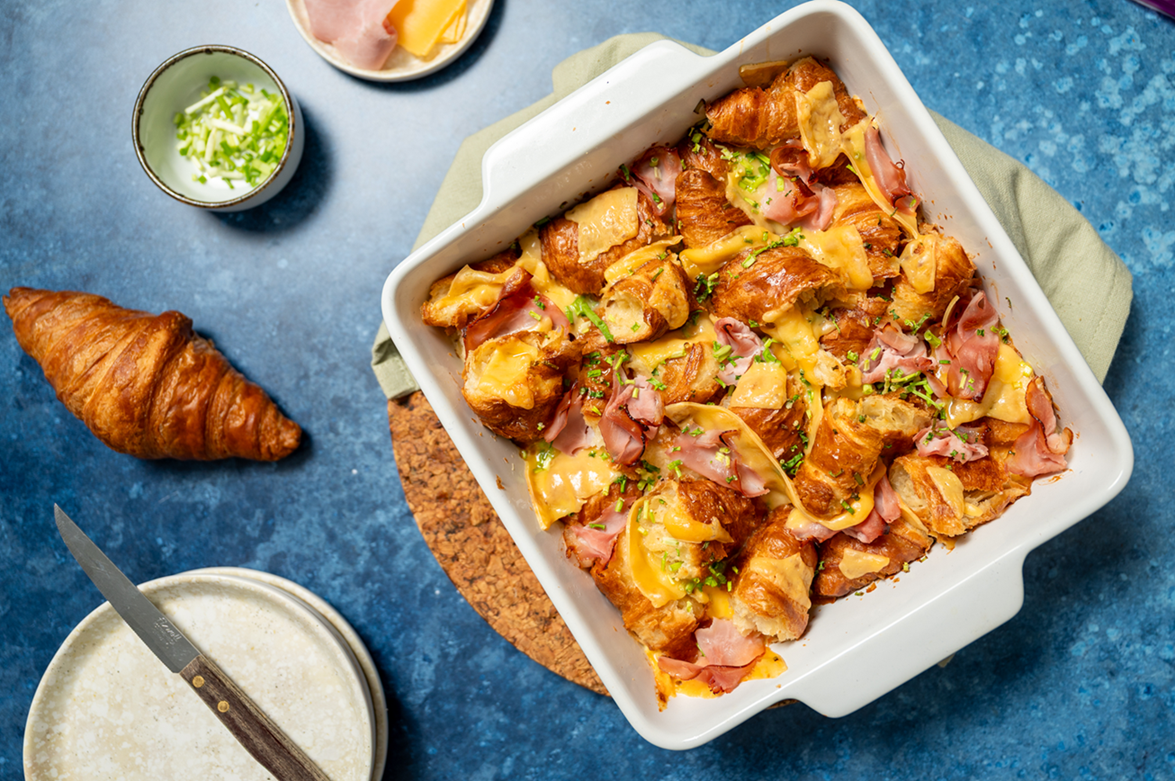 Hartige croissantbake met ham en Beemster Royaal kaas
